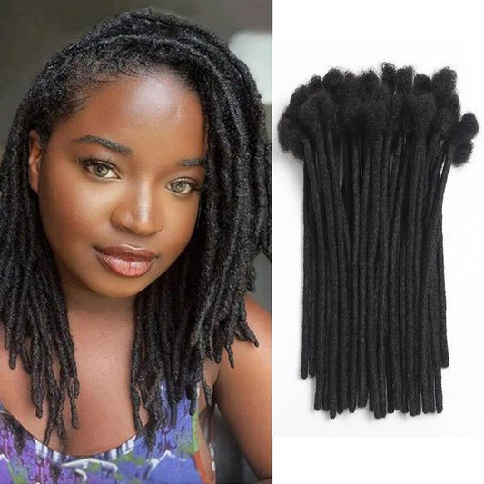 Fully Handmade Permanent Loc Extensions Human Hair 0.8 cm Width Dreadlock Extensions 10 Inch 20 Strands 100% Real Human Hair Locs For Men/Women/Kids