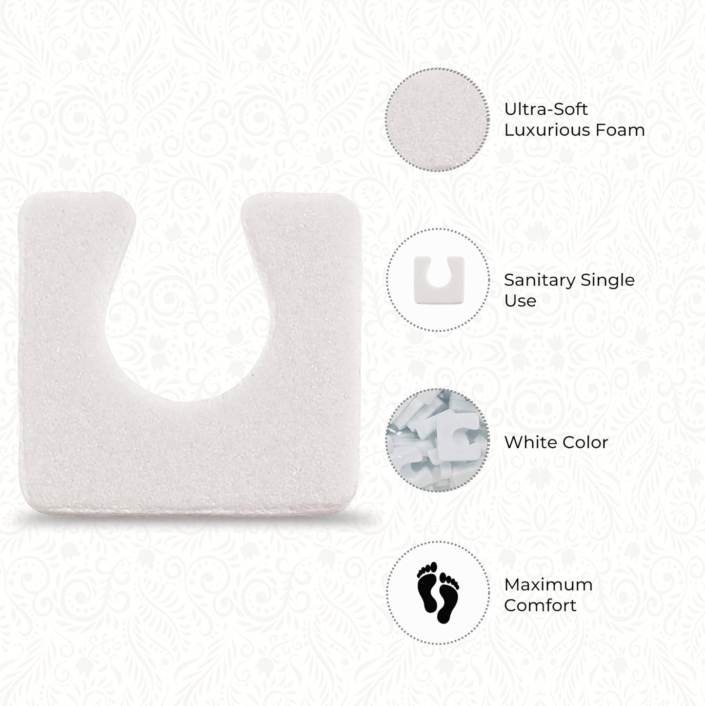 ForPro Sole Toe Separators - Black Luxurious Foam Separators - Individual Toe Separators for Pedicures â€“ 144-Count