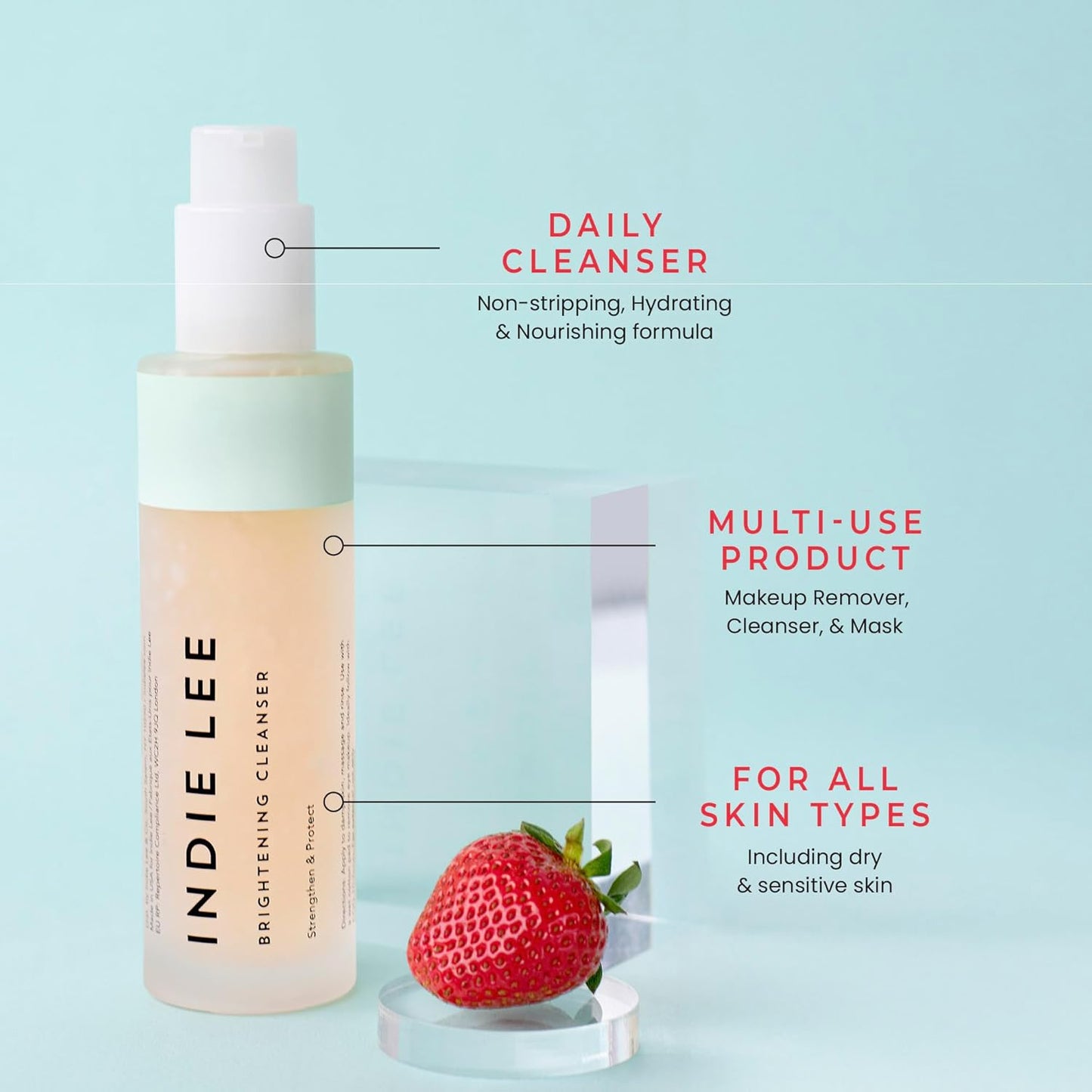 Brightening Facial Cleanser - Daily Hydrating Face Wash & Makeup Remover for Dry Skin | 4.2oz