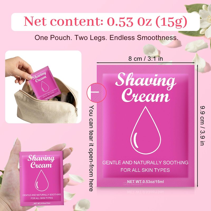 fafortune Womens Shaving Cream Bulk Travel,0.53oz Shave Gel for Women,Care Dry Skin Womens Shave Gel for Travel Guests (Pack of 100, Jasmine)