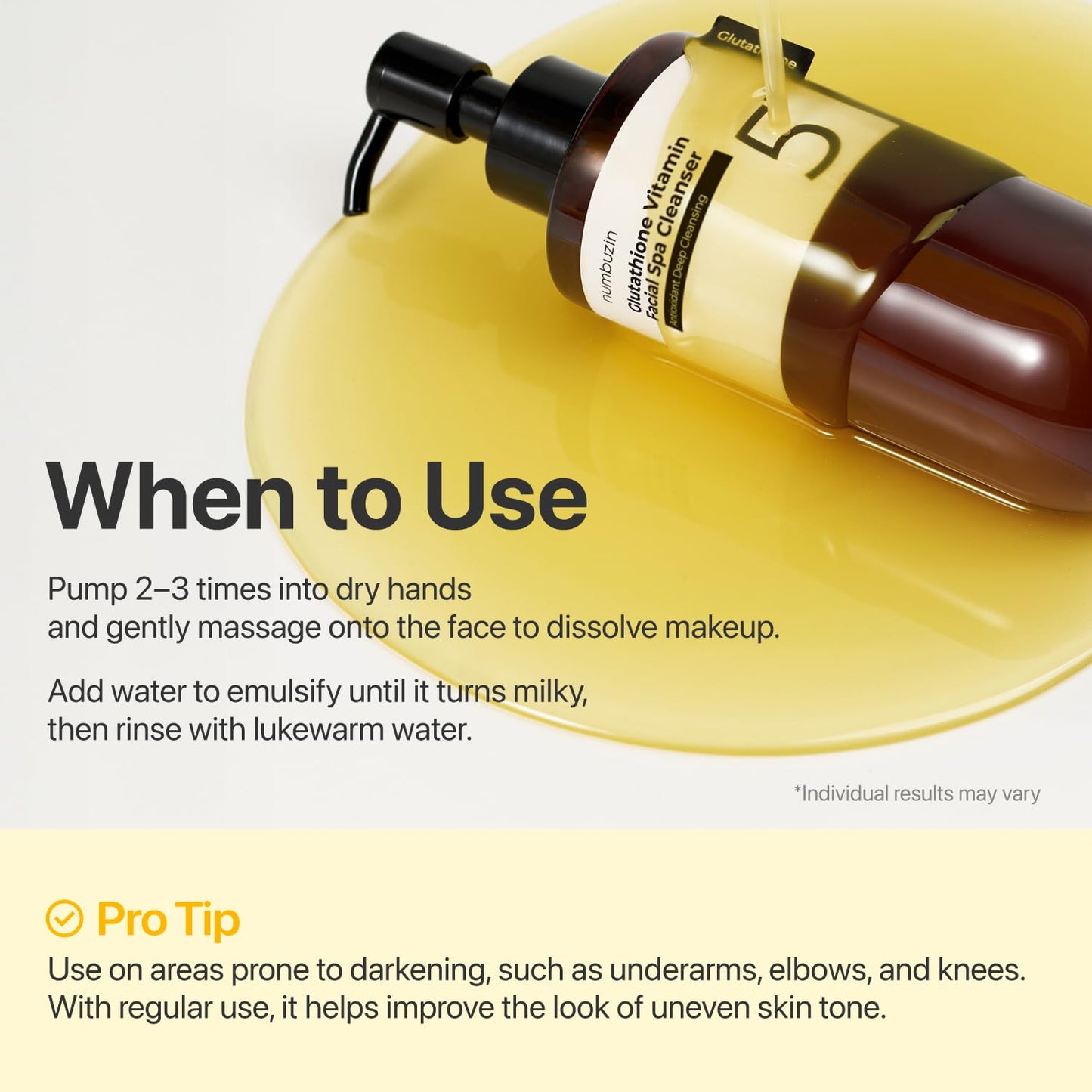 Numbuzin No.5 Cleansing Oil - Glutathione & Vitamin C for Pores, Dark Spots | 6.76 fl oz