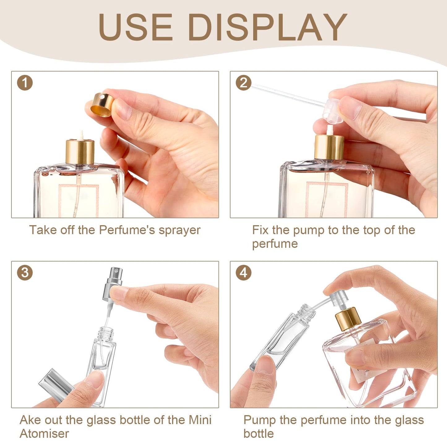 Domensi 60 Pcs 8 ml Empty Glass Perfume Bottles Bulk - Multicolor Refillable Cologne Spray Atomizer with Pump, for Travel, Skincare, Haircare, Cleaning & DIY Essentials