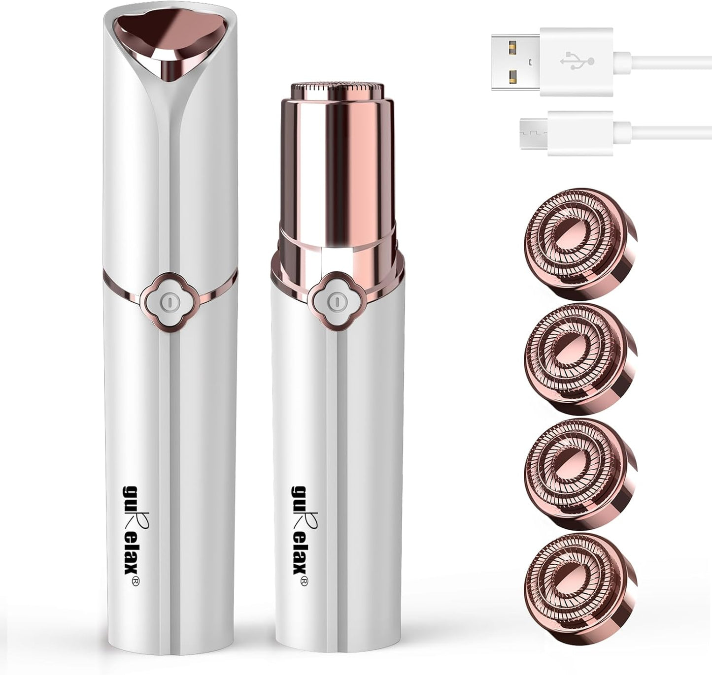 Facial Hair Removal Device for Women - 4 Replacement Heads | Chin & Upper Lip Trimmer