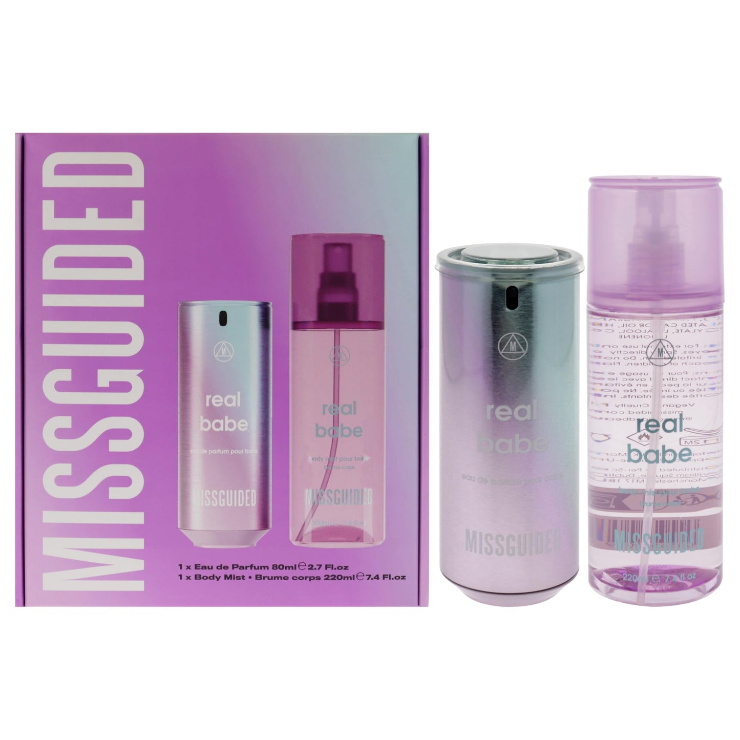 MISSGUIDED Real Babe for Women - 2 Pc Gift Set 2.7oz EDP Spray, 7.4oz Body Mist