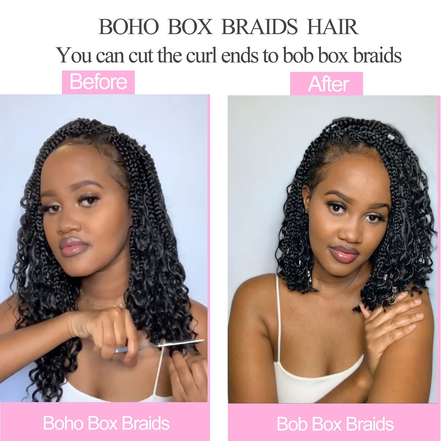 Unionbeauty Boho Box Braids Crochet Hair 22 Inch Black Goddess Box Braids Crochet Hair Curly Ends 8 Packs Bohemian Box Braids Crochet Box Braids Synthetic Braiding Hair Extension for Black Woman 1B#