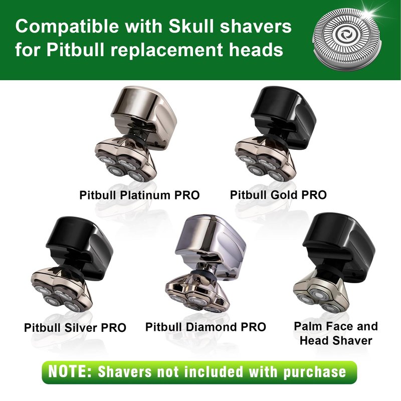 12 Pack Shaver Head Replacement Blade compatible with Sku*l Shaver Pitbull Gold PRO Shaver Replacement Blade 4 Head