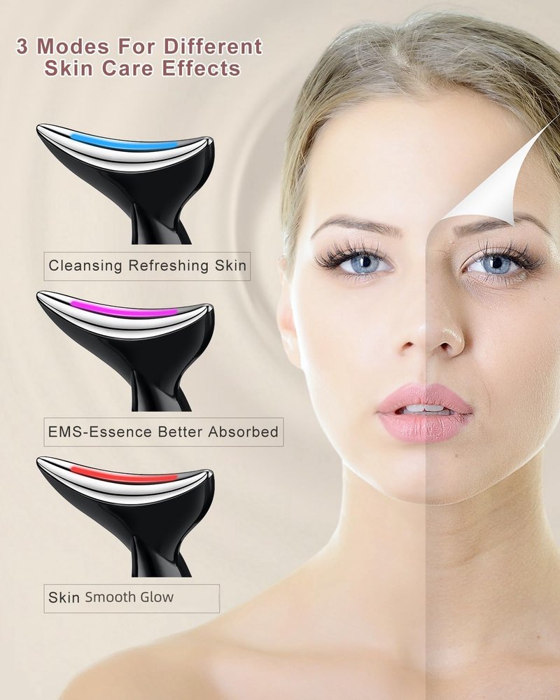 VOFEL Face and Neck Massger for Skin Care Electric Face Neck Lifting Massager with 45℃ Heat & 3 Massage Modes for Wrinkles Facial Neck Massager (Black)