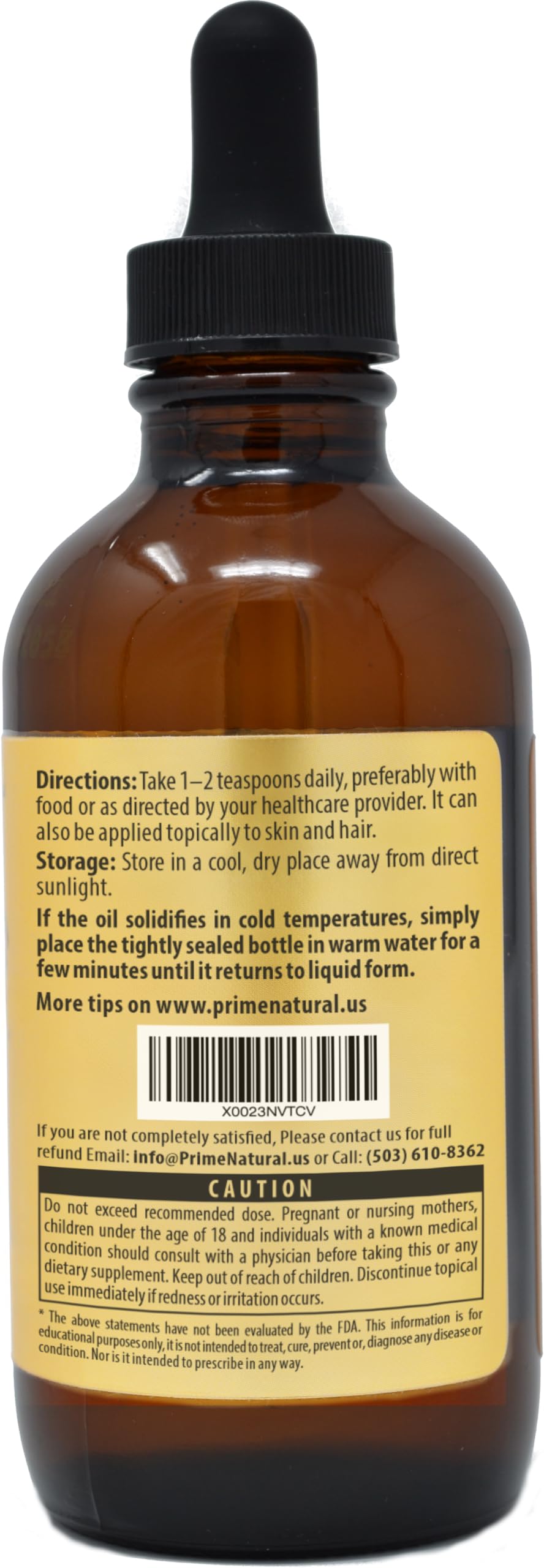 PRIME NATURAL Organic Moringa Oil USDA Certified, 100% Pure, Cold Pressed, Virgin, Unrefined Oil (4oz /120ml) - Moringa Dietary Supplement - Energy, Joints, Skin, Face, Body, Hair, Vegan, Food Grade