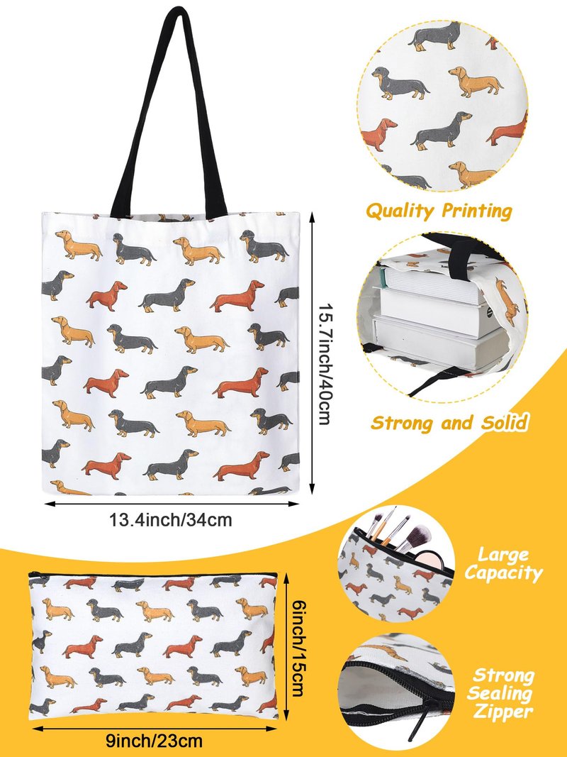 Abbylike Dachshund Mother's Gift for Women Wiener Dog Tote Bag Cosmetic Bag Cup Keychain and Socks for Mom Dachshund Dog Lover