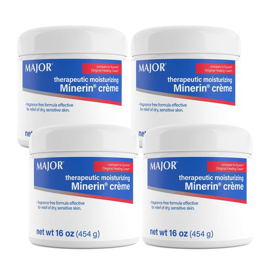 MAJOR Therapeutic Moisturizing Minerin Créme - Body Cream Moisturizer for Dry Skin - Fragrance-Free - 16 Oz. (4 Pack)