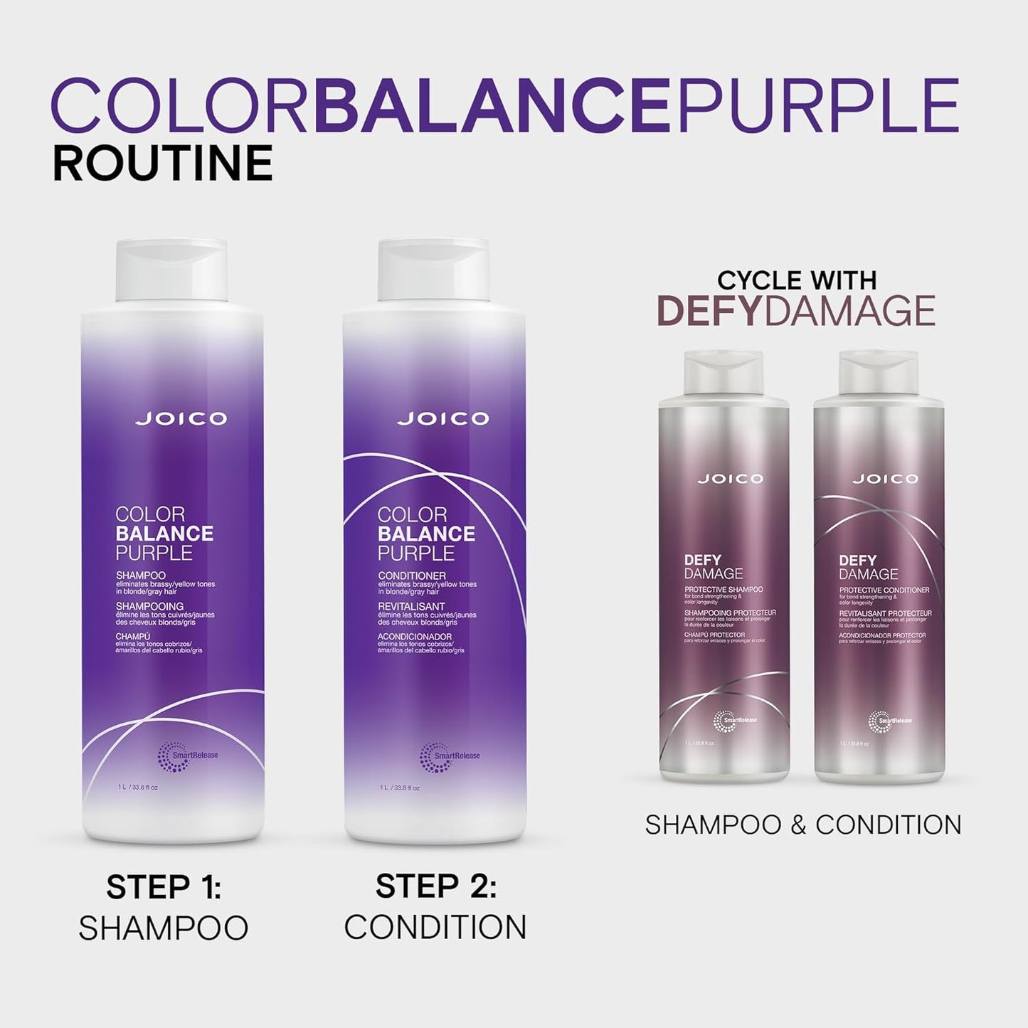 Joico Color Balance Purple Shampoo - Eliminate Brassy Yellow Tones | Boost Vibrancy & Shine | UV Protection with Rosehip Oil