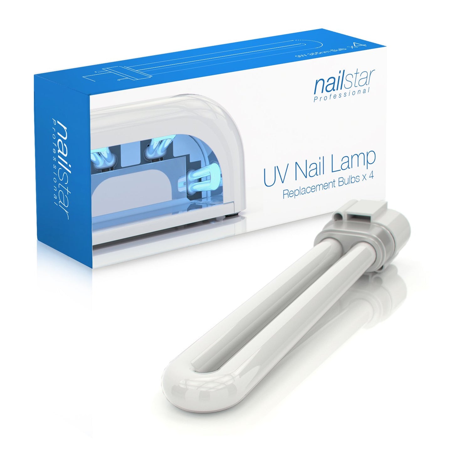 nailstar Replacement 9W U-Shaped 365nm Bulbs UV Nail Lamp Dryer - 4 Pack