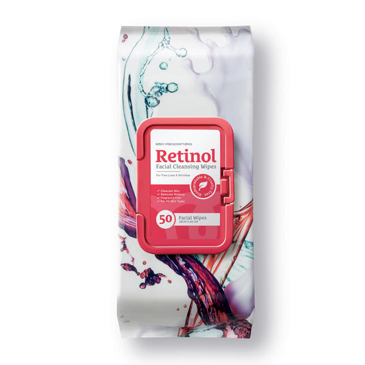 Body Prescription Makeup Cleansing Wipes - Gentle and Effective Face Wipes, 50 Count (Pack of 1), Retinol