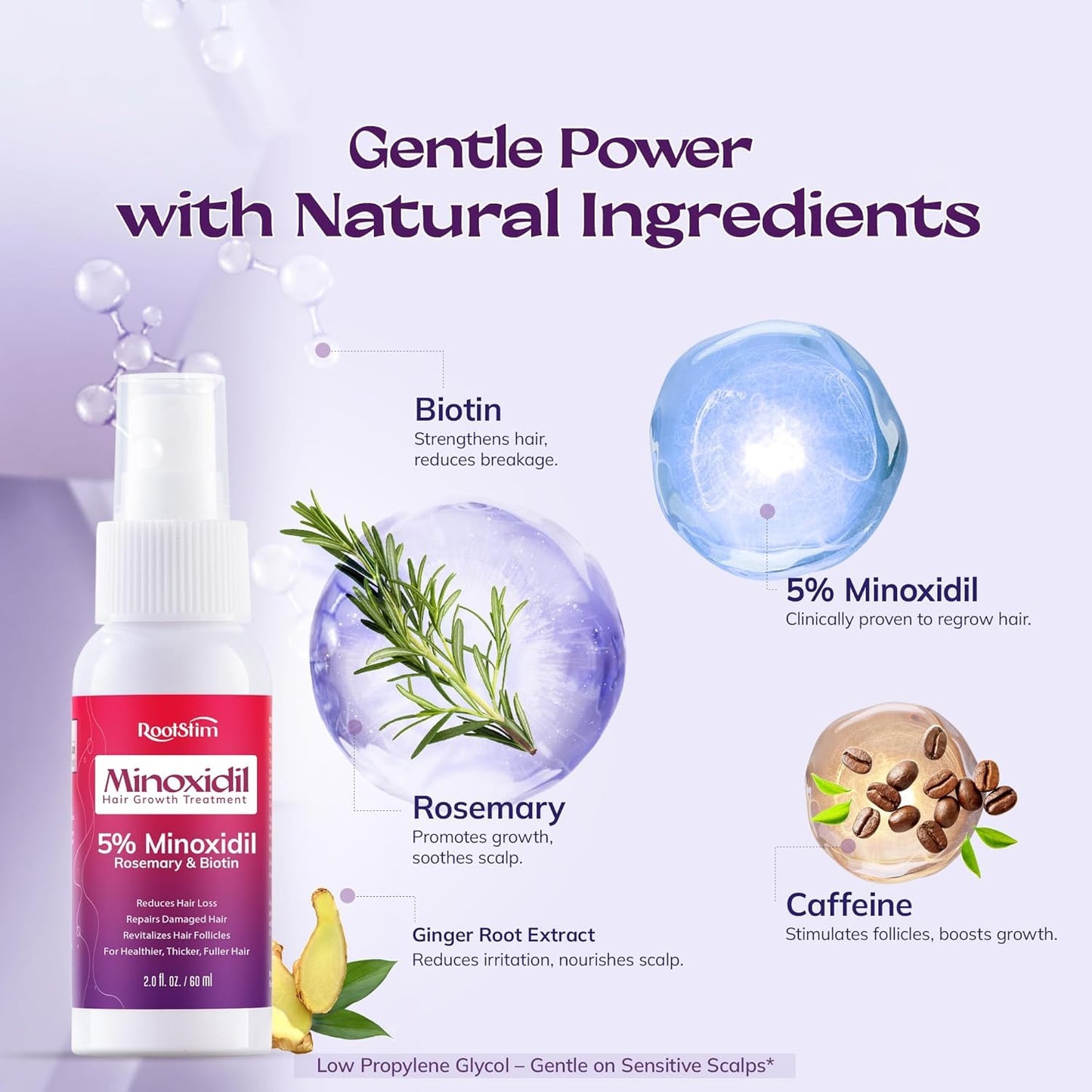 Women's 5% Minoxidil Spray for Hair Growth: RootStim Extra Strength Minoxidil with Rosemary & Biotin for Thinning Hair Regrowth and Fuller Hair - 0.09 Fl Oz