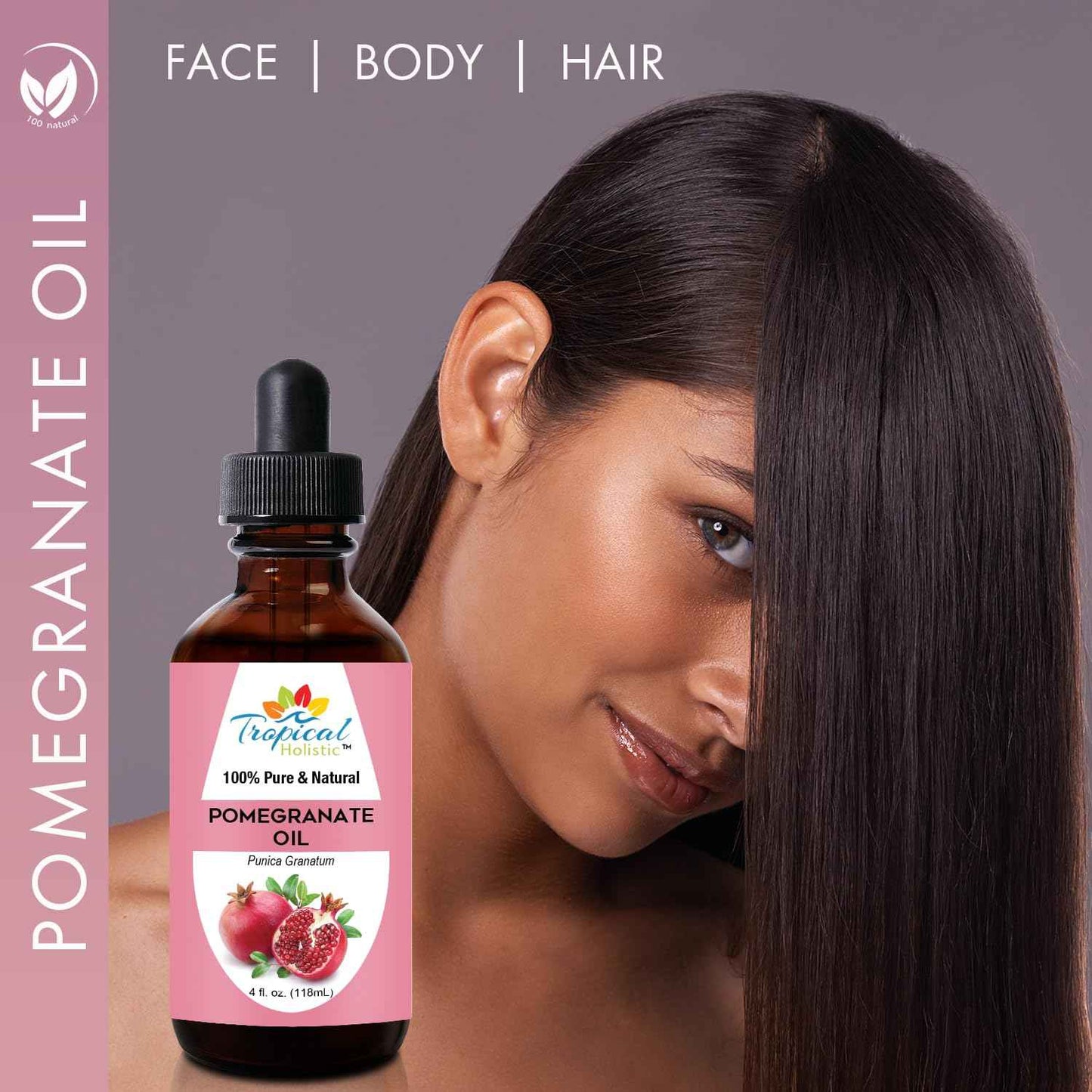 Tropical Holistic Pomegranate Seed Oil, 4oz - 100% Pure Natural Cold-Pressed Unrefined Pomegranate Oil:Skin Moisturizer for Face, Hair, DIY, Men's Beard & Women's Skin Care