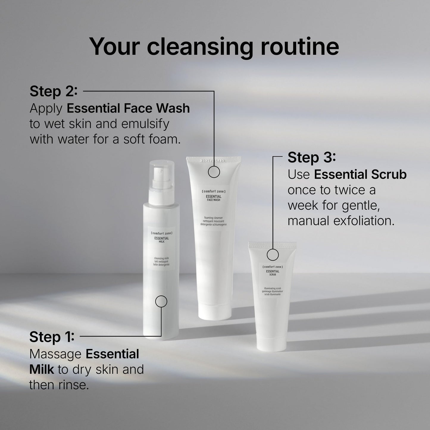 [ comfort zone ] Essential Face Wash, Gentle Foaming Cleanser, Removes Impurities & Makeup, Restores Luminosity, Clean Beauty, Vegan, Made in Italy, Daily Use, Young & Combination Skin, 5.07 Fl Oz