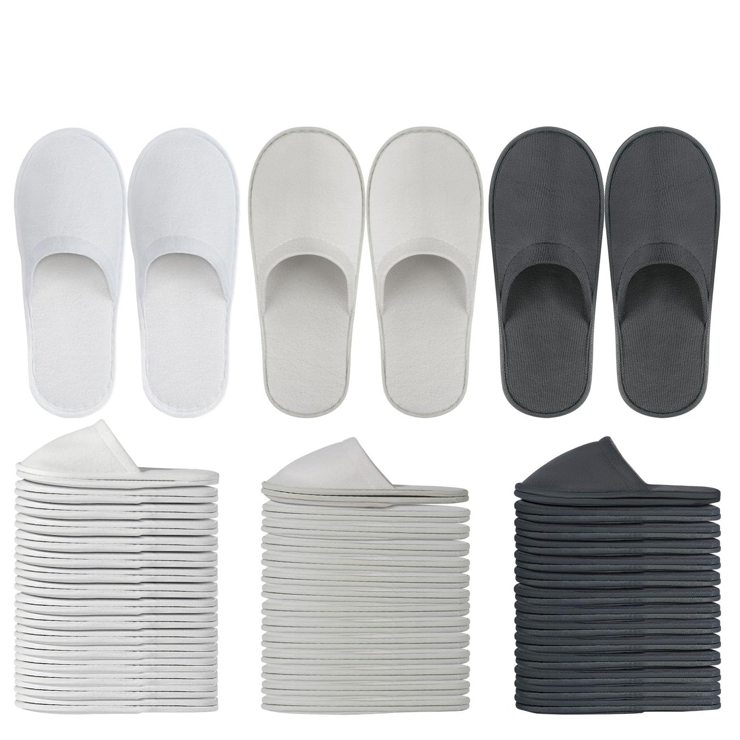 OBMMIRAO 44 Pairs Disposable Slippers for Guests, 3 Colors, Closed Toe