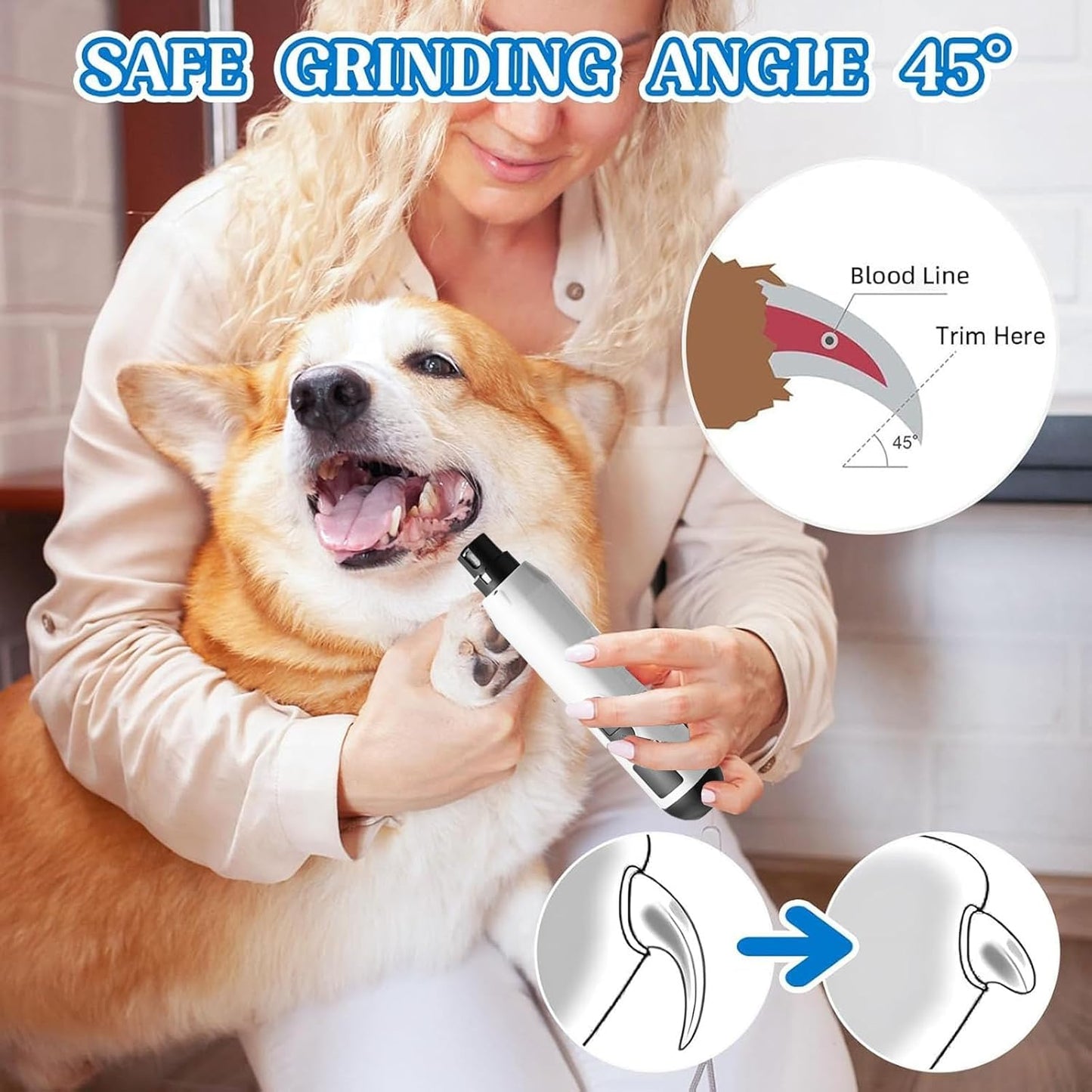 Silent Groom Pro Nail Trimmer - LED Light & 5 Speed Electric Pet Nail Grinder for Dogs & Cats | USB Rechargeable