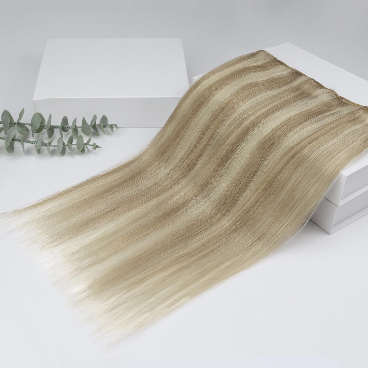 Fshine Full Head Clip in Human Hair Extensions, Balayage 12 in 50 g 3pcs