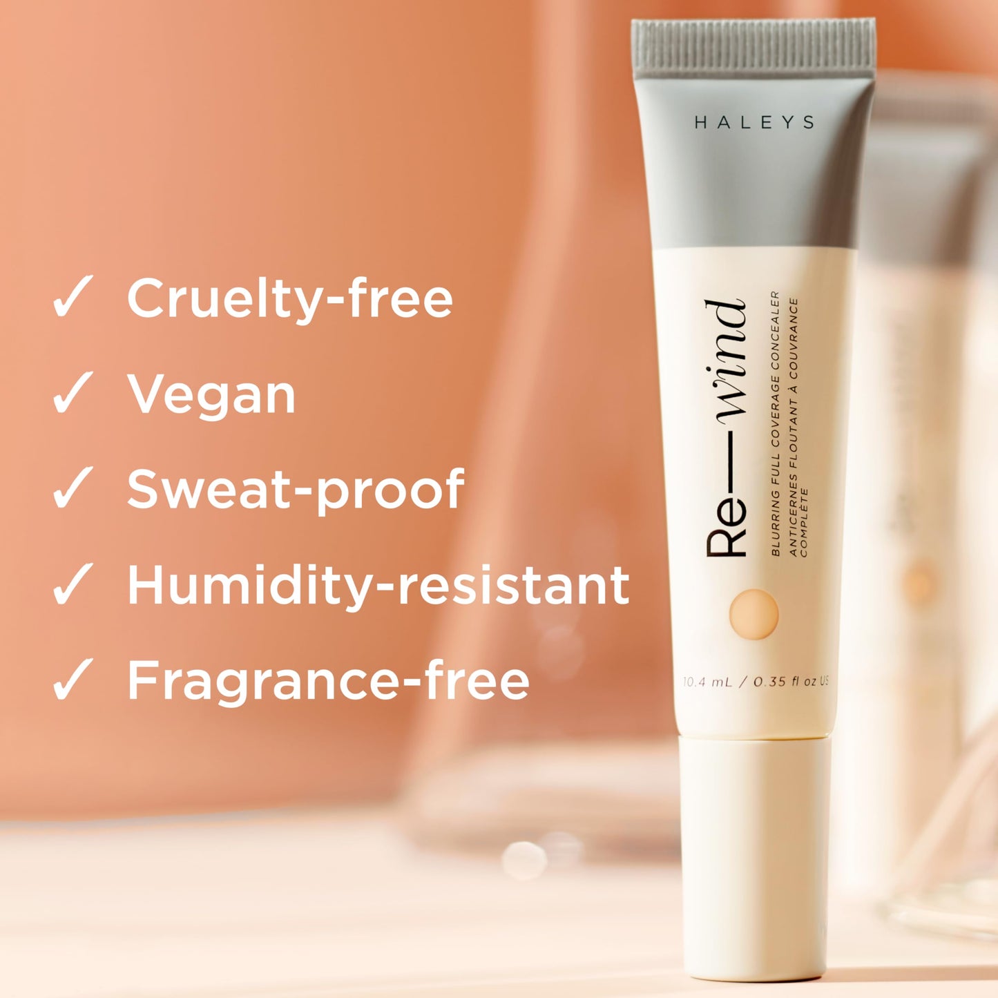HALEYS Re-wind Blurring Full Coverage Concealer (Fair/Light-Neutral)+Re-fine Primer 0.25oz, Brighten, Reduce redness, dark circles, fine lines, Non-Caking, Longwear, Nourish, Soft-Matte Finish, Vegan