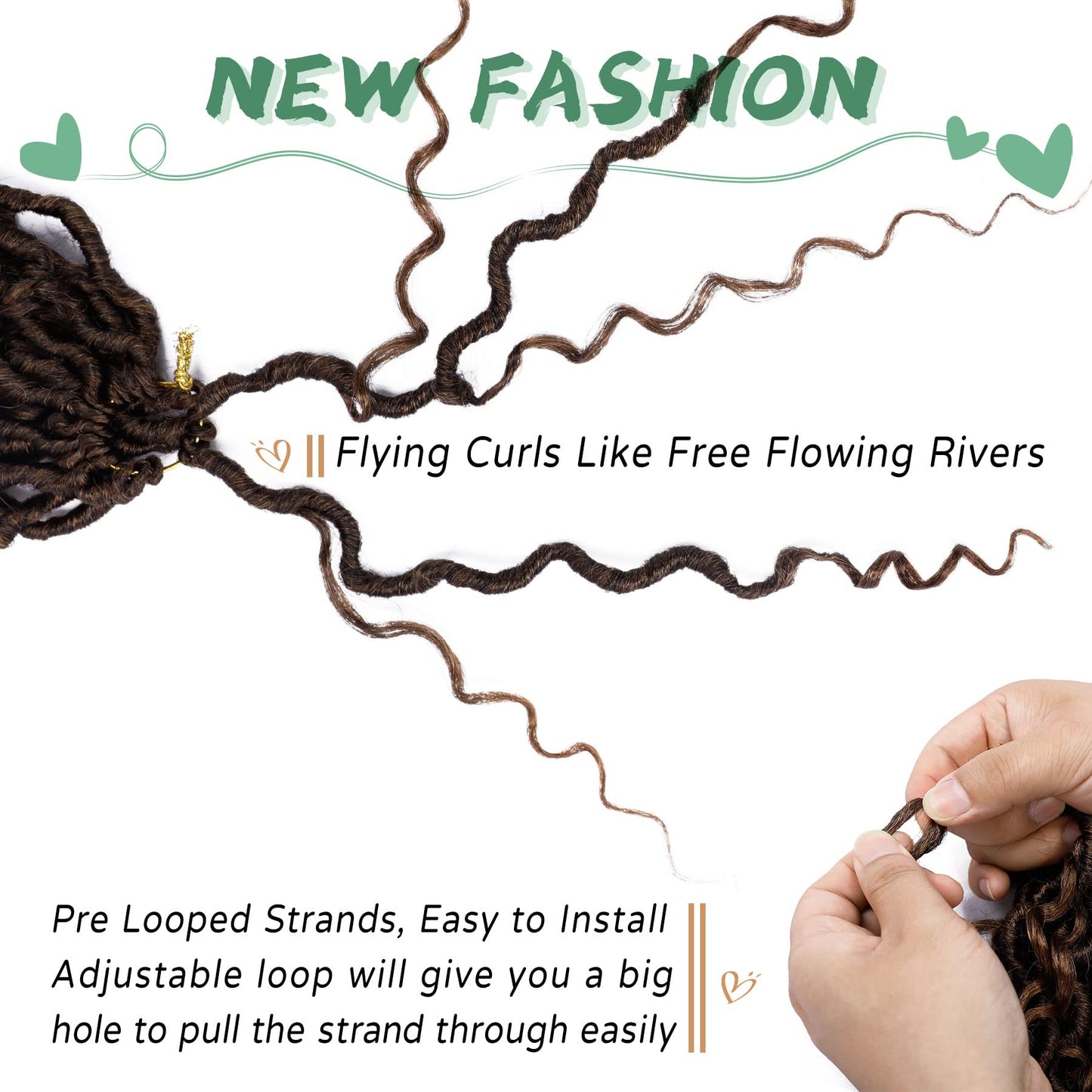 LIYATE Goddess Locs Crochet Hair 18 Inch 6 Packs Faux Locs Crochet Hair for Black Women Pre Looped Soft River Loc Crochet Braids with Curly Hair Boho Hippie Loc Synthetic Hair Extensions(T1B/30)