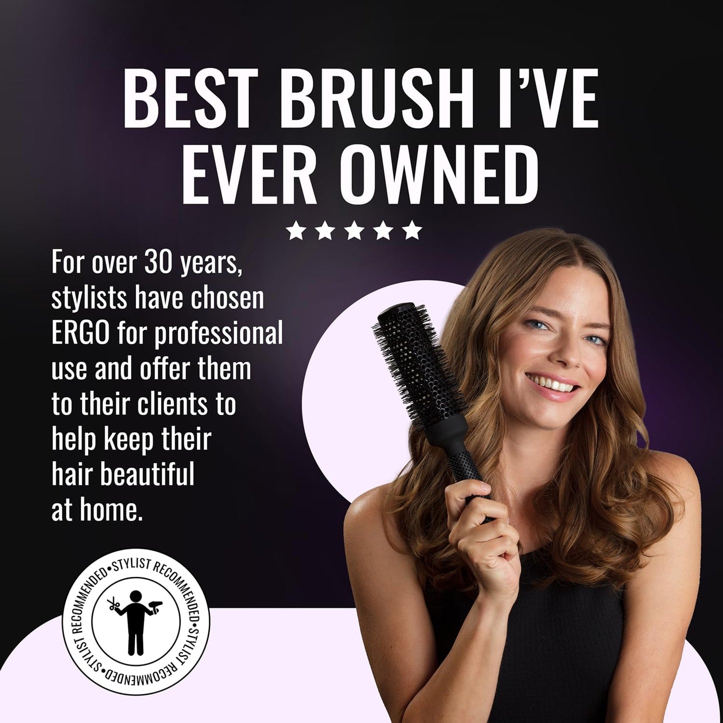 ERGO Ceramic Ionic Round Brush for Blow Out - Salon Quality Hair Brushes for Women - Roller Brush for Blow Drying, Wet and Dry Hair Styling, Volumizing Hair Care - ER53: 2"