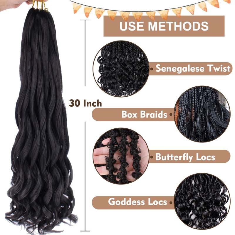 COOKOO 9 Packs 30 Inch Pre Stretched French Curly Braiding Hair Blonde 85g/pack Easy Braid Crochet Hair Big Wavy Braiding Hair Extentions for Senegalese Twist Hair 27#