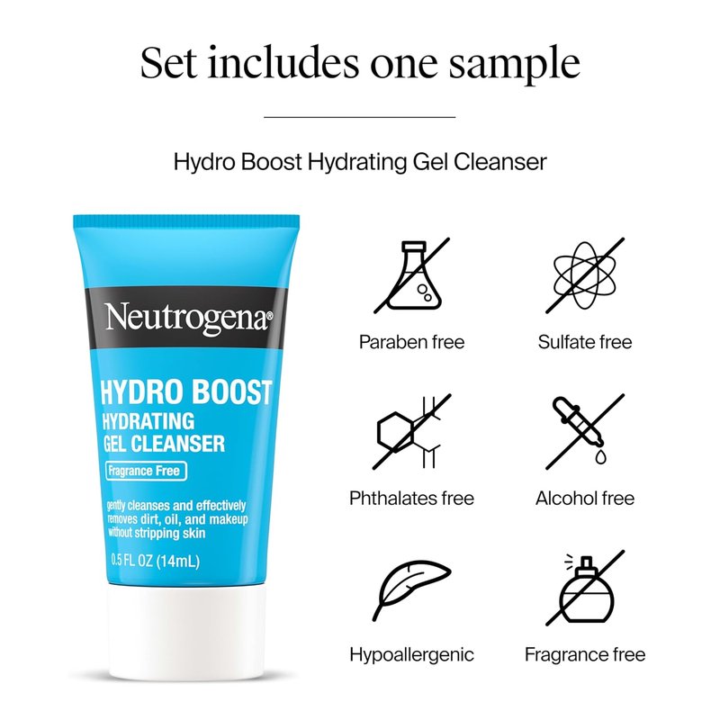 Neutrogena Hydro Boost Water Cream - 72 Hr Hydration Face Moisturizer with Hyaluronic Acid | 1.7 oz + Trial Size Gel Cleanser 0.5 fl oz
