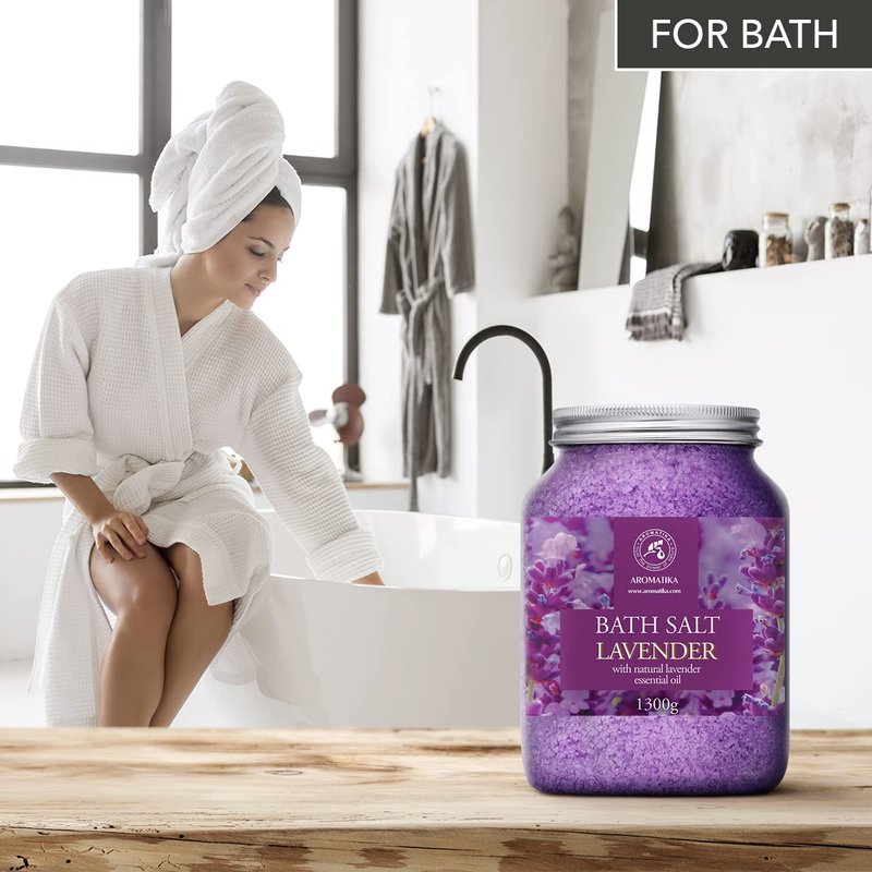 Sea Salt with Natural Lavender Essential Oil – Set of 2 × 46 oz – Aromatherapy Bath Salts – Relaxation & Body Care