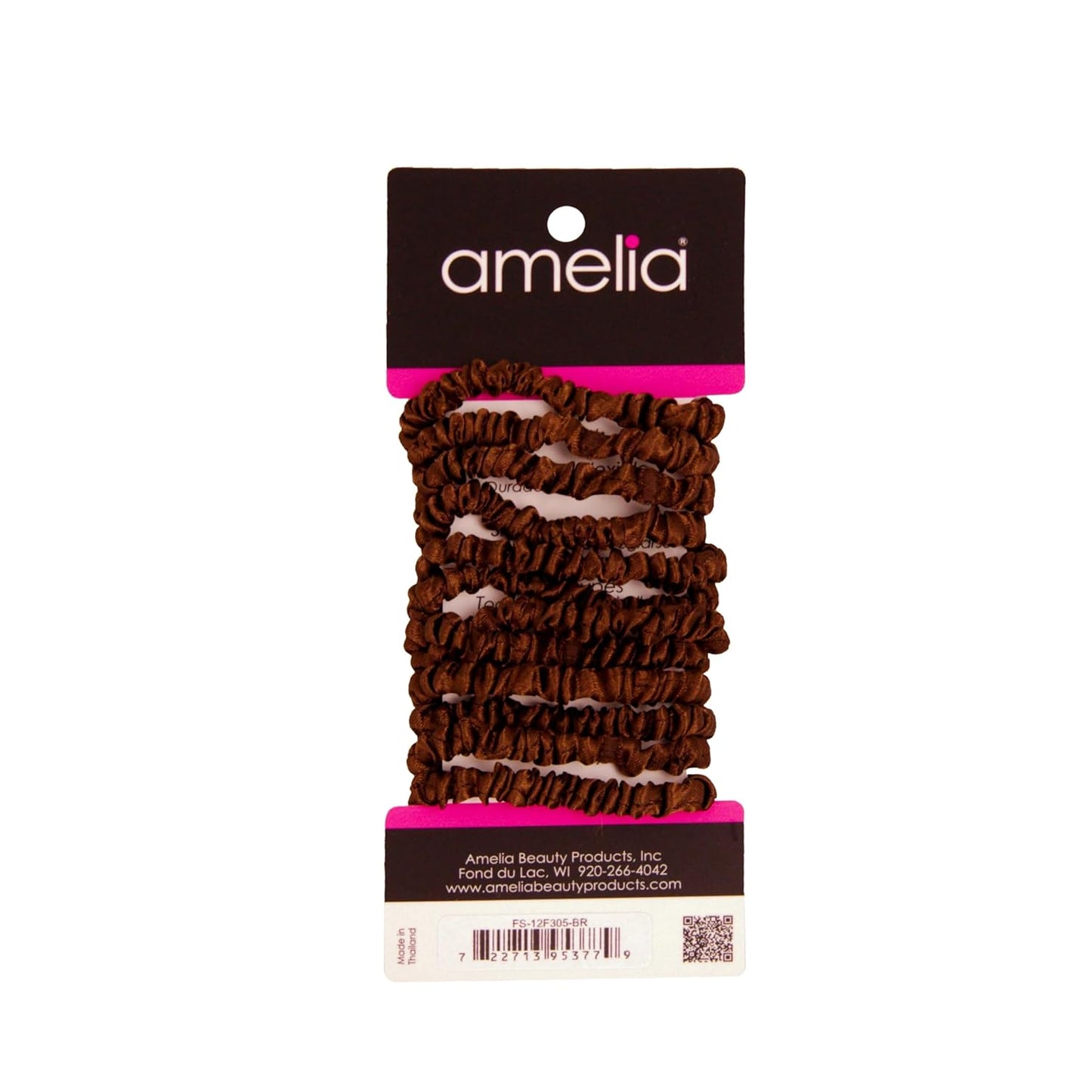 Amelia Beauty, Black, Skinny Satin Scrunchies, 12 Pack – 2in Diameter, Gentle & Strong Hold, No-Snag, No-Dent, Crease-Free Hair Ties