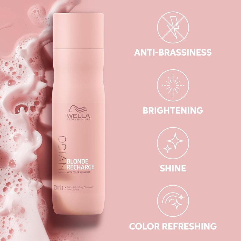 Wella Professionals Blonde Recharge Cool Shampoo - Color Enhancing Formula for Radiant Blonde Hair