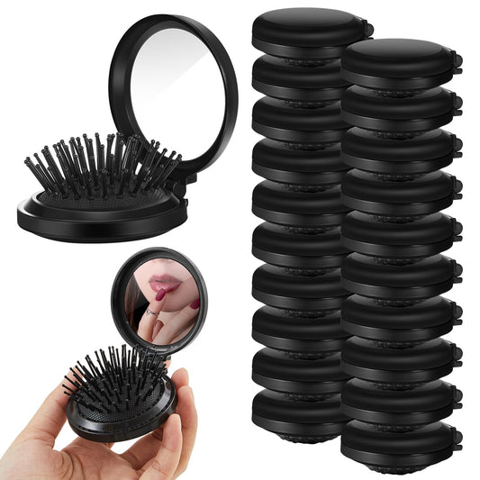 Uiifan 50 Pcs Mini Hair Brush Foldable Travel Mirror Hair Brushes Round Portable Folding Pocket Mini Comb Compact Travel Size Massage Comb for Men Women