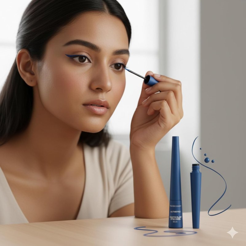 Matte Play Eyeliner - Blue | Smudge-Proof Quick Dry Liquid for Precise Definition | Bold Matte Finish, Long-Lasting Wear, Easy Glide - 0.08 Fl Oz