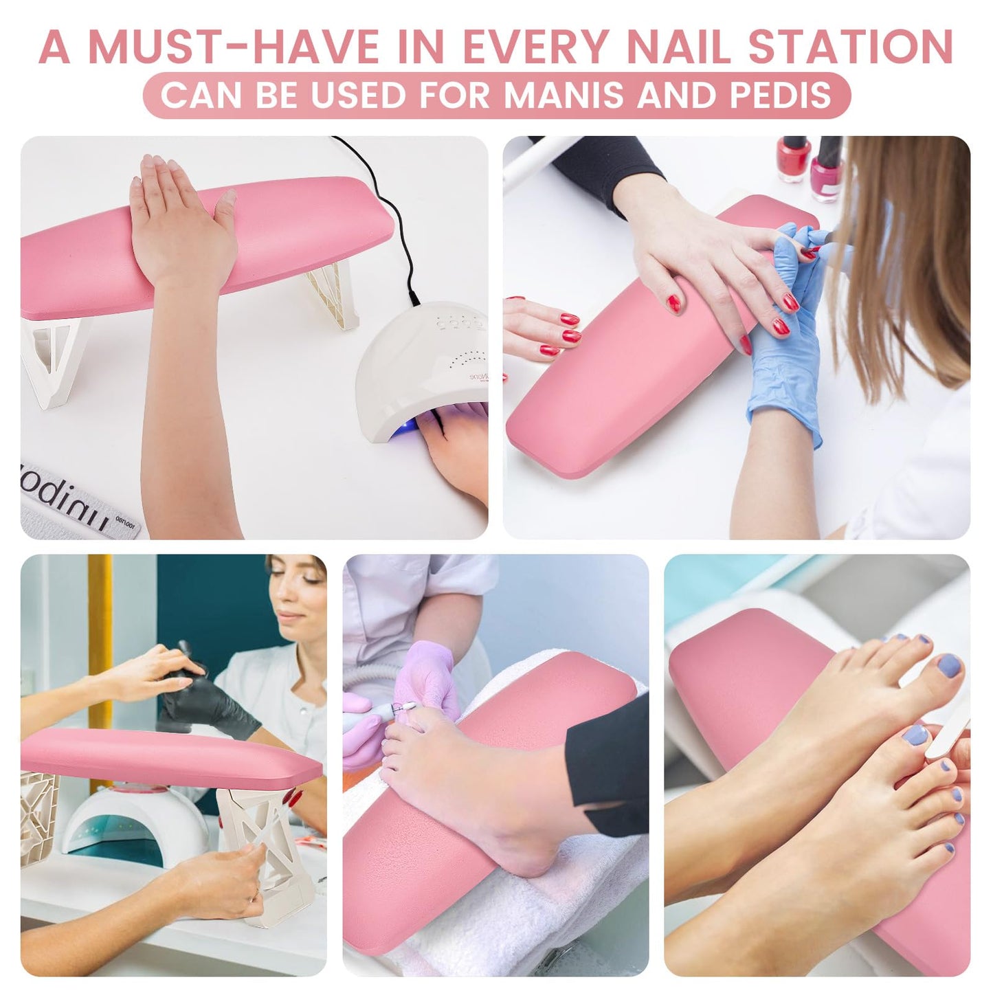 Nail Arm Rest for Nails Tech Must Have, 15.2 Inches Large Foldable Hand Rest Foot Stand Cushion Pillow for Clients, Manis & Pedis Supplies for Nail Stations