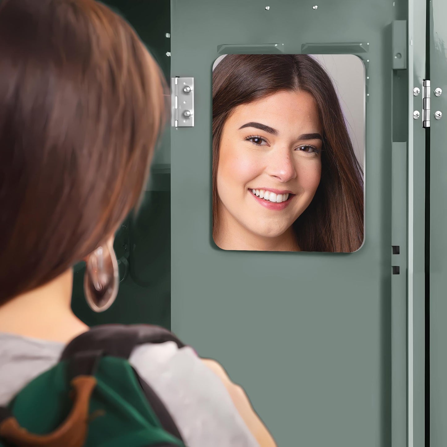 Mavoro 7x9 Magnetic Locker Mirror | Acrylic - Unbreakable | Sleek Frameless | Glassless Safety | Suitable for School lockers, Refrigerators, Locker Accessories, Office cabinets (2 Pack)