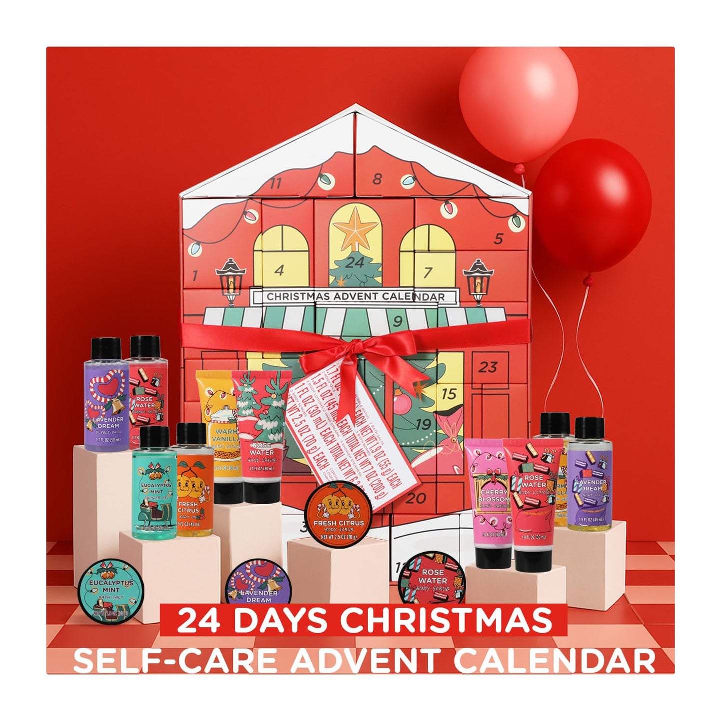 Advent Calendar 2025-24 Days of Skincare Beauty Advent Calendar for Adults, Christmas Gifts for Women, Bath and Body Gift Set for Teen Girls, Girlfriend, Wife