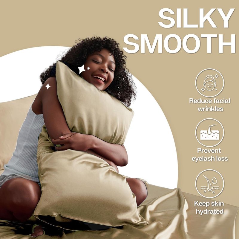 MR&HM Satin Pillowcase for Hair and Skin, Silk Satin Pillowcase 2 Pack, Standard Size Pillow Cases Set of 2, Silky Pillow Cover with Envelope Closure (20x26, Golden Bronze)