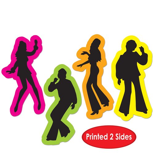 Beistle 4 Piece Groovy Disco 70's Theme Cut Outs Decorations 1970's Hippie Throwback Birthday Party Supplies