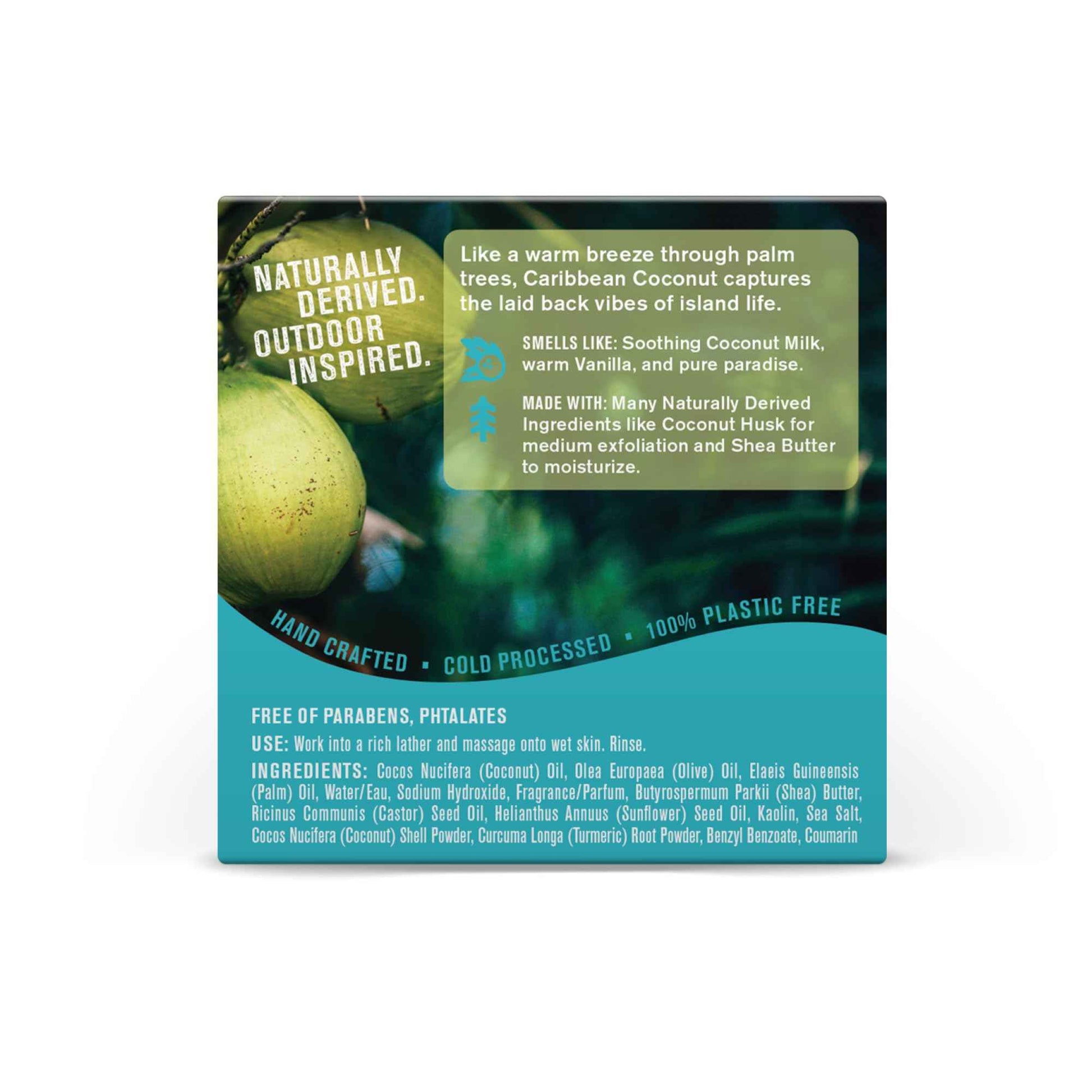 Every Man Jack Cold Processed Mens Bar Soap - Tropical Caribbean Coconut Scent - Deeply Cleans & Hydrates w/Naturally Derived Ingredients - (3 Pack)