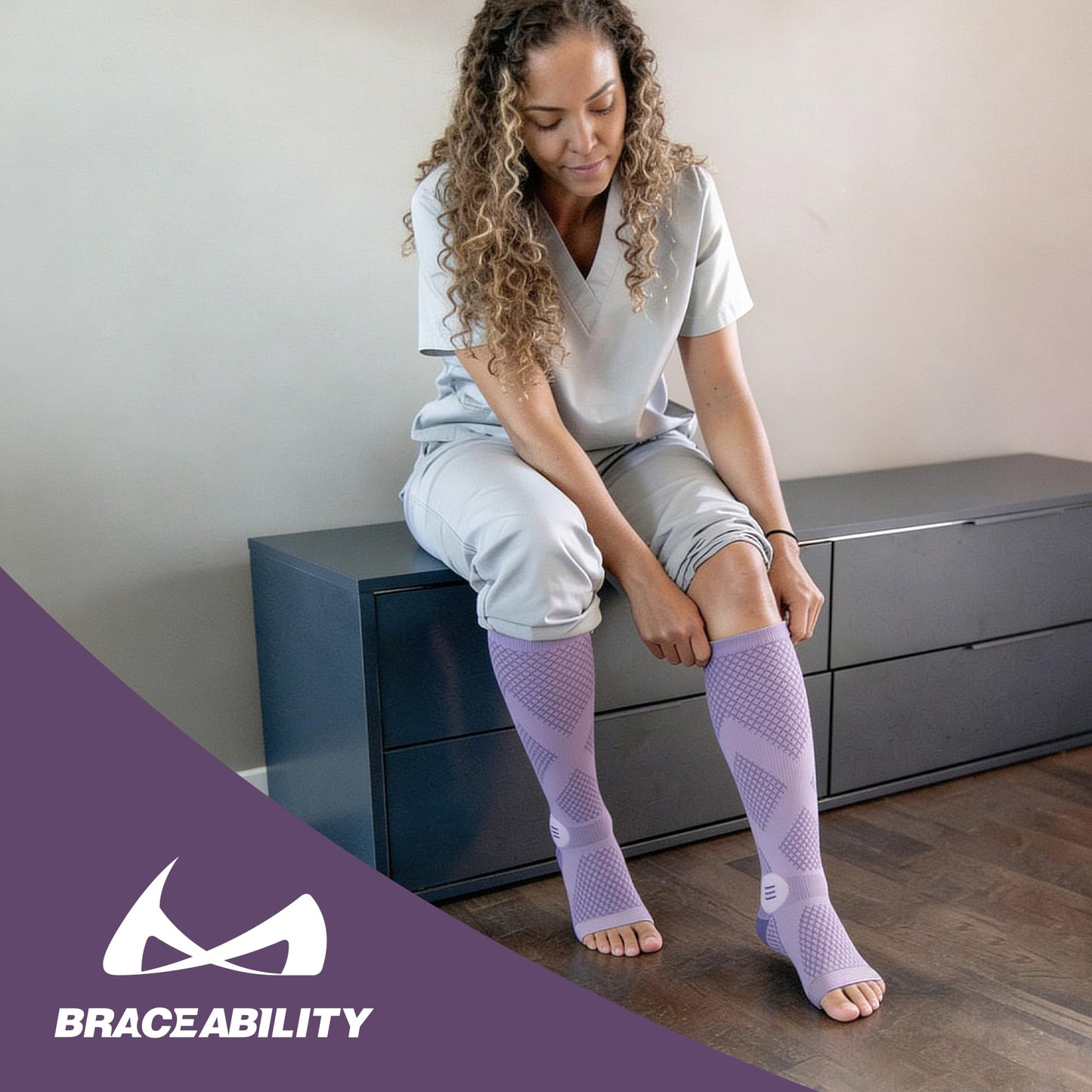 BraceAbility Compression Socks for Circulation - 20-30 mmHg Knee High Neuropathy Open Toe Stockings for Varicose Veins, Swelling, RLS, Medical Toeless Support for Men or Women - 1 Pair (M - Black)