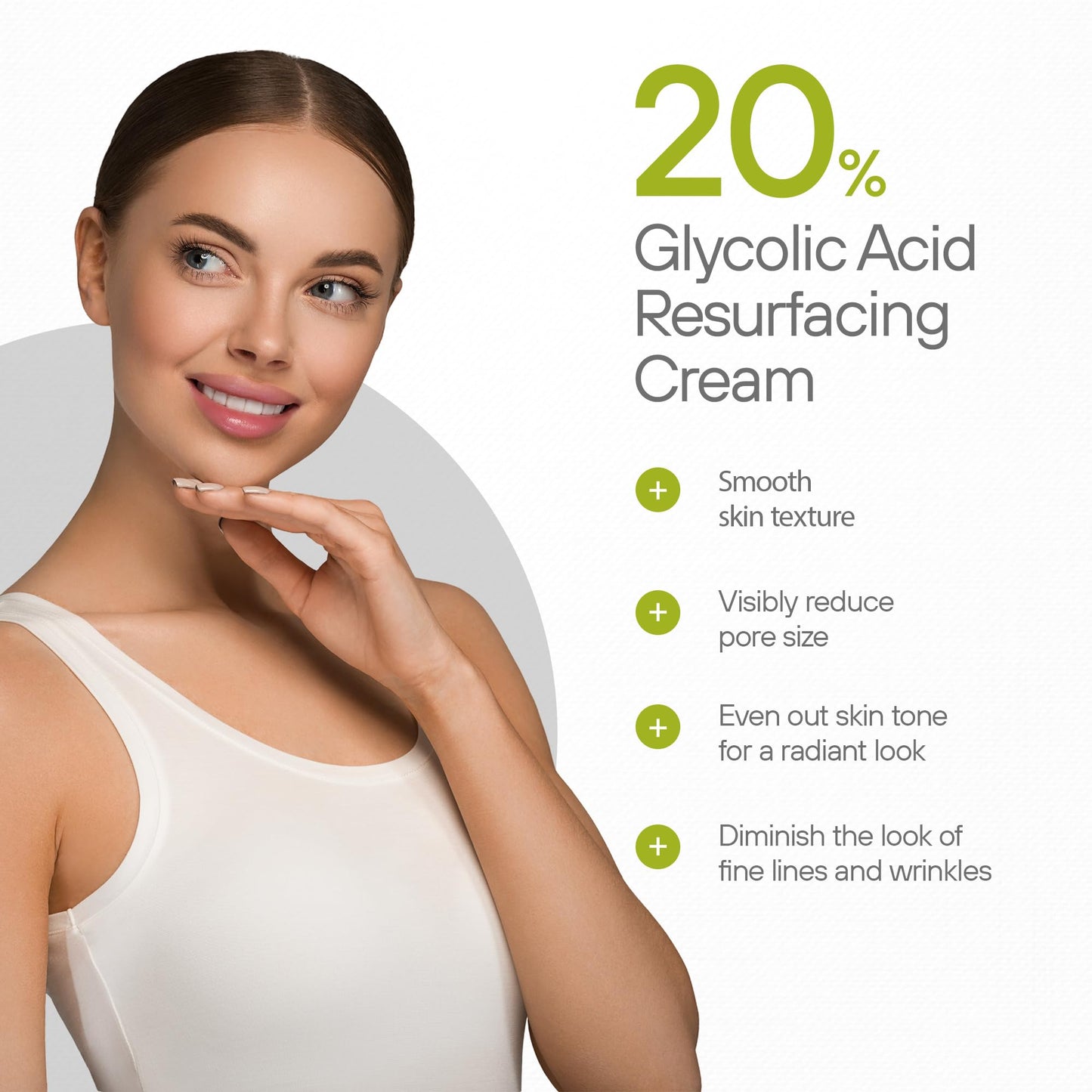 NUVODERMA Glycolic Acid Resurfacing Cream with Glycolic Acid 20%, Vitamins A, C & E – Anti-Wrinkle Face Moisturizer for Smooth Skin – Hydrating, Medical-Grade Exfoliator – 2 oz