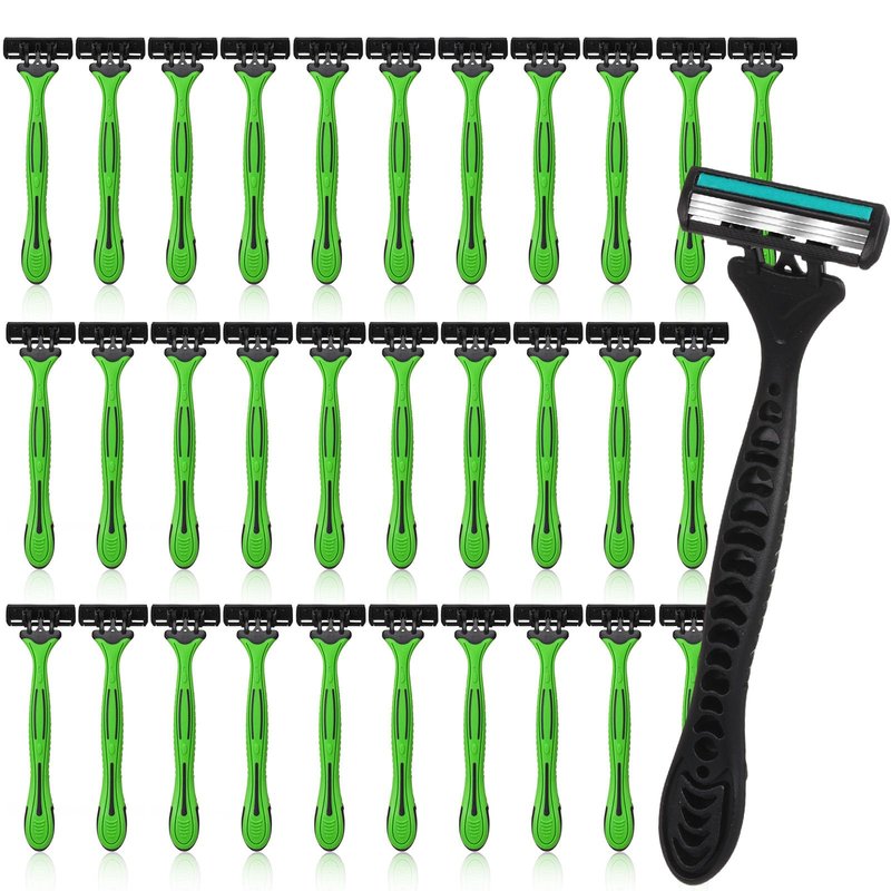 Wovnet 32 Pcs Men's Disposable Razors Bulk 3 Blade Shaving Razor for Sensitive Skin Comfortable Graduation Father's Day Favor