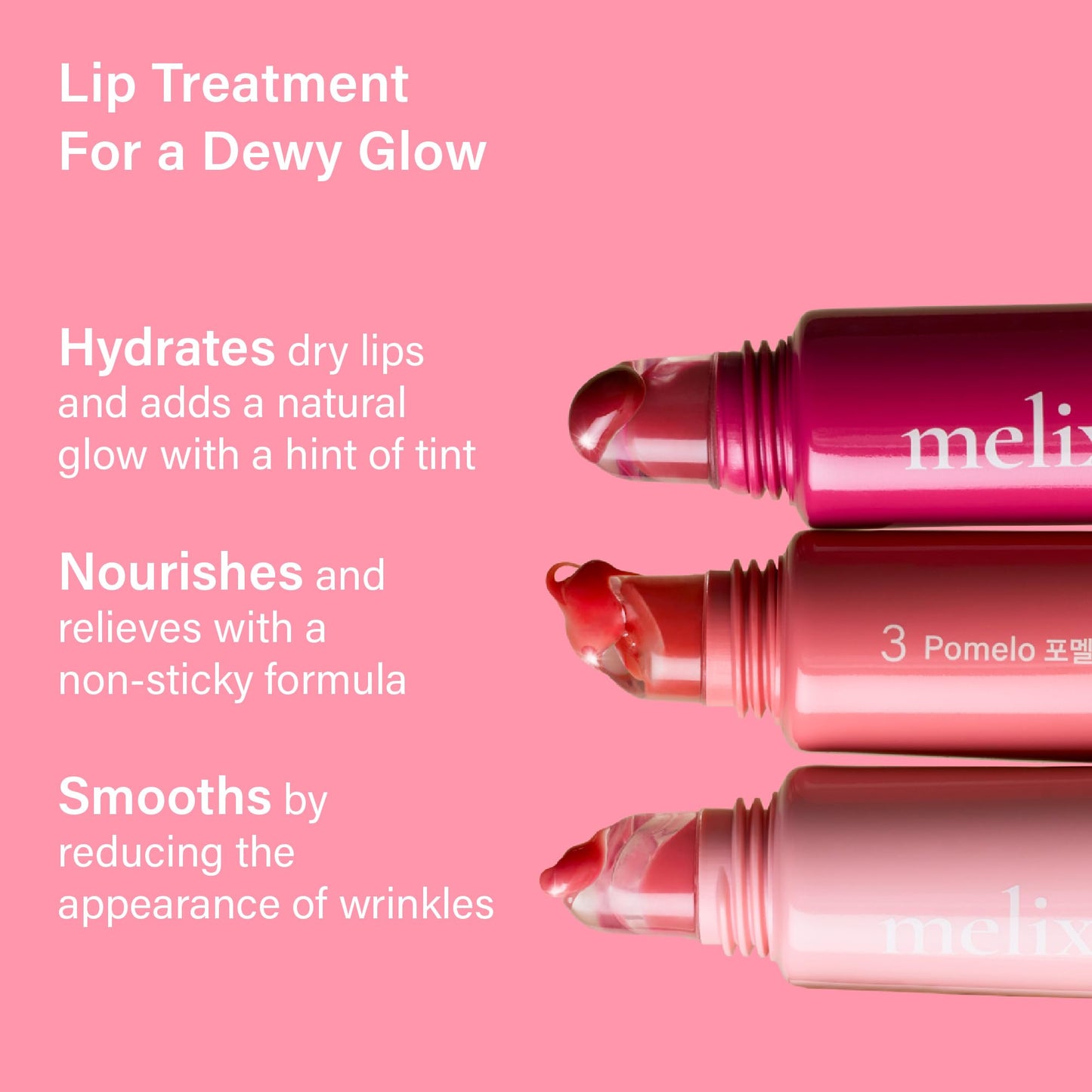 Melixir Vegan Lip Treatment, Sheer Tinted Lip Balm for Instant Hydration & Shine, Moisturizing Lip Gloss, Infused with Vegan Collagen & Jojoba Oil, Cruelty-Free, Korean Skincare-2 Rose(0.5oz/15g)