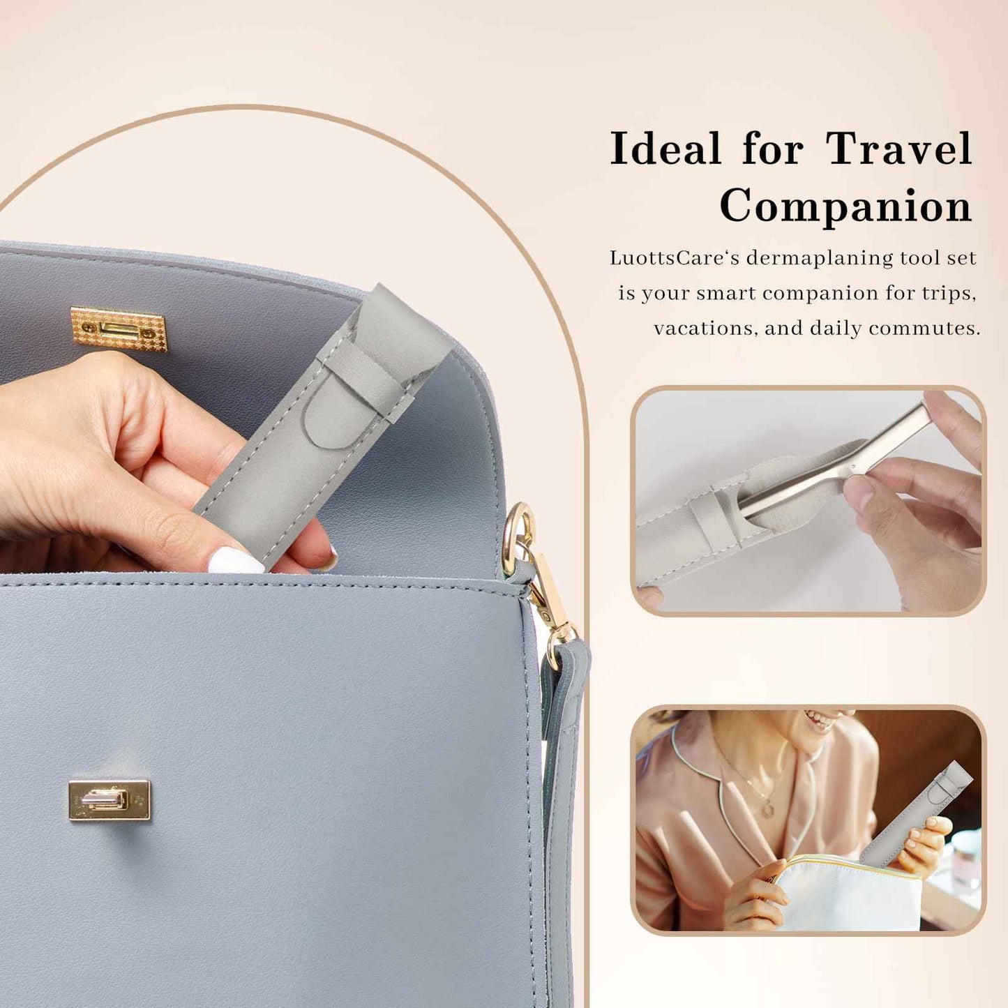 LuottsCare Stainless Steel Eyebrow Razor - Face Razors with Travel Cover & 10 Refill Blades, Eyebrow Brush - Help Exfoliate and Smooth Skin for Eyebrow, Leg, BIKINI, Facial, Beard Remove - L