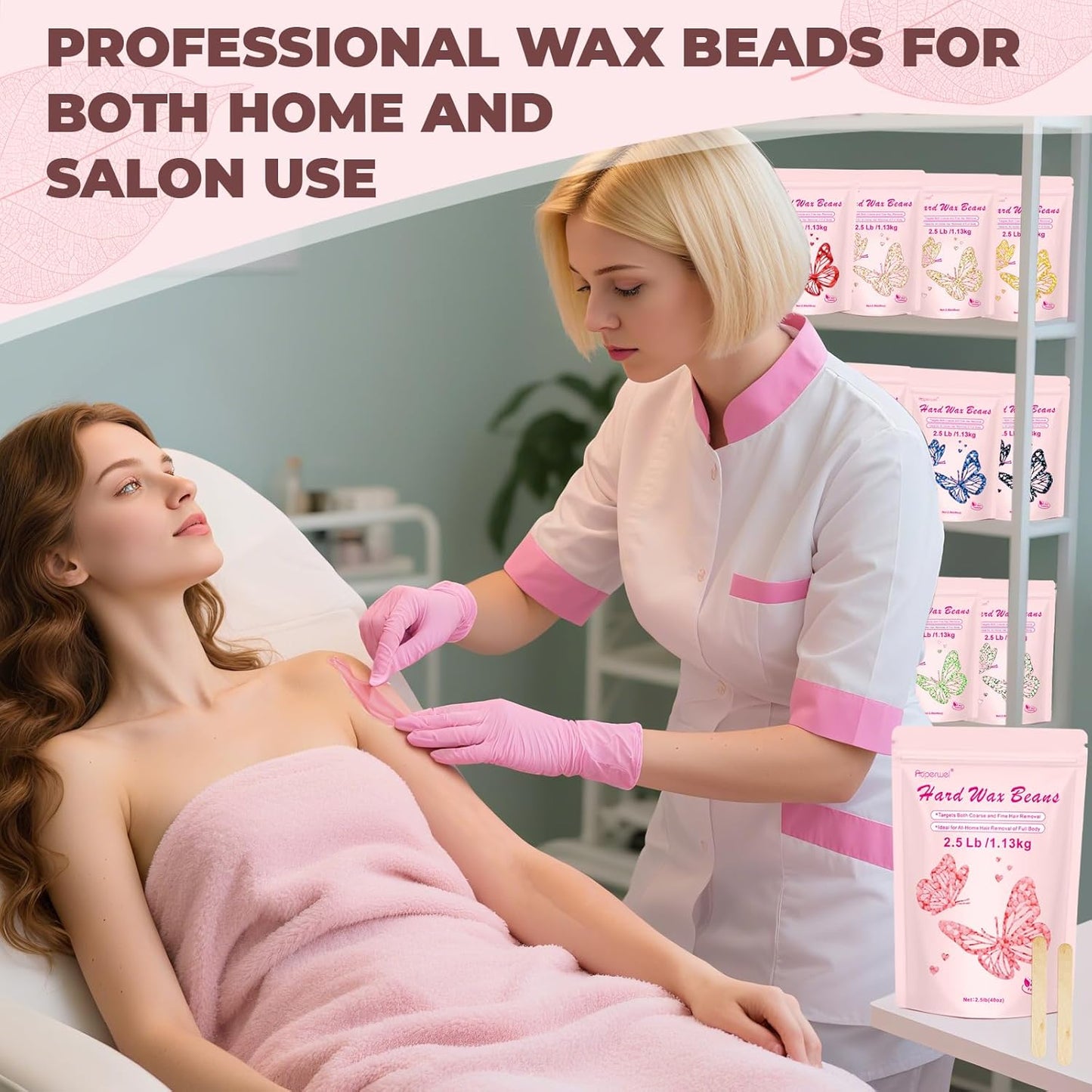 Hard Wax Beads for Hair Removal - 2.5lb Brazilian Bikini & Coarse Hair | Sensitive Skin, Rose