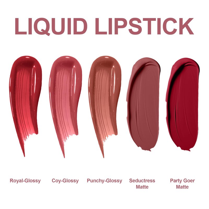 FV 3pcs Liquid Lipstick with High-Shine Finish, Highly Pigmented & Nourishing Formula, Long Lasting Lip Gloss for Women, Vegan & Cruelty-free, Royal+Coy+Punchy, 3.5mlx3