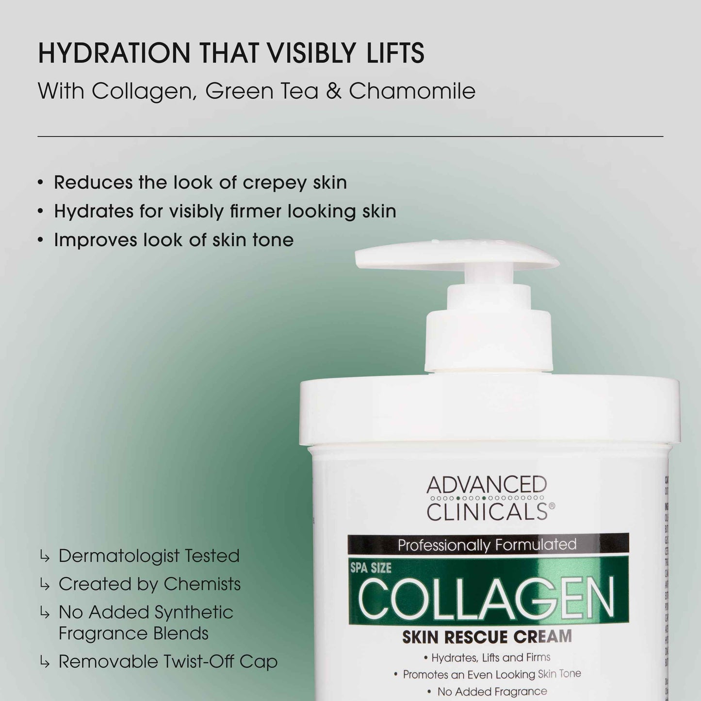 Advanced Clinicals Collagen Cream Body Lotion & Face Moisturizer W/Vitamin E | Skincare Collagen Lotion For Women, Men, Hand, & Neck Improves Look Of Crepe Skin & Uneven Dry Skin, 16Oz + Travel Size