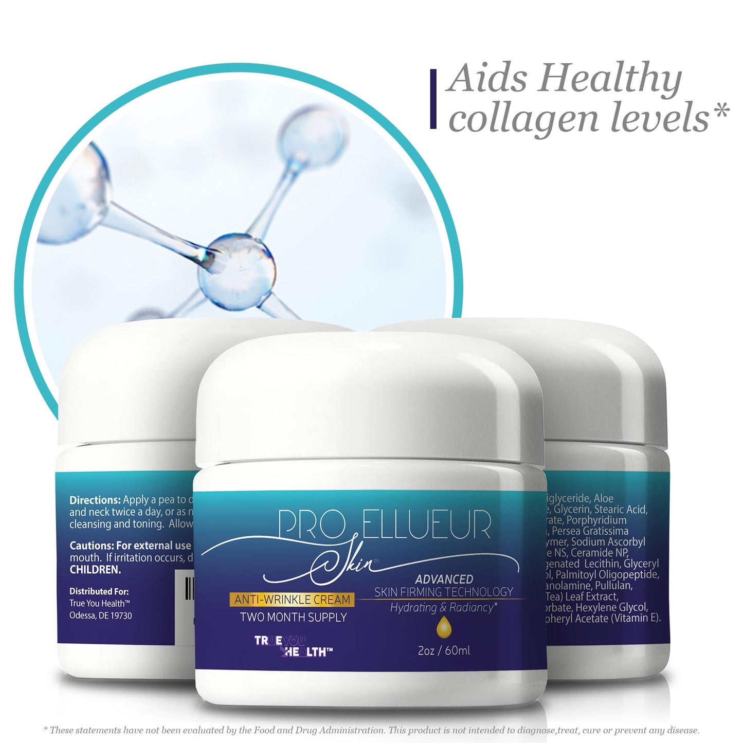 Pro Ellueur Skin Cream - Anti-Wrinkle Cream - Two Month Supply - Advanced Skin Firming Technology to Help Reduce Signs of Aging - Lift, Firm, Tighten - Lasting Hydration - Non-Greasy Formula