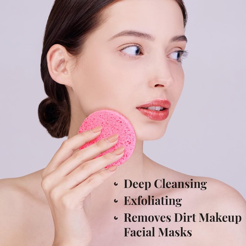 Gainwell Compressed Facial Sponges - 50-Count 100% Natural Cellulose Spa Sponges for Cleansing & Exfoliating
