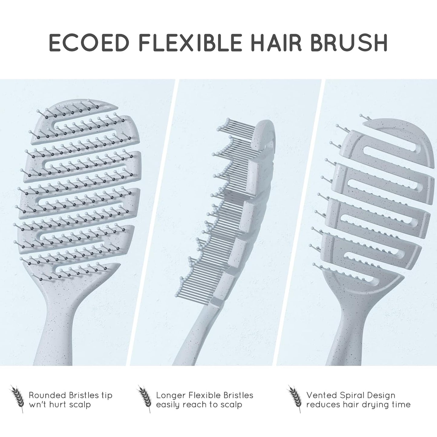Detangler Hairbrush, Vented Detangling Brush for Straight, Wavy,Curly and Fine Hair, Dry and Wet, Quick Smoothing for Women and Men, Eco-Friendly & Sustainable Material (Green)